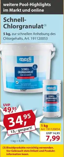 Sonderpreis Baumarkt medi Pool Schnell Chlorgranulat Angebot