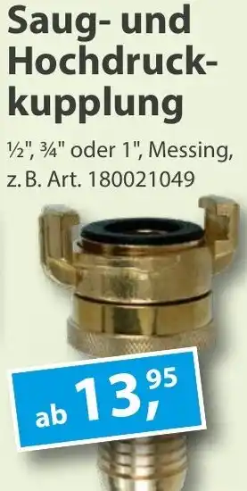 Sonderpreis Baumarkt Saug- und Hochdruckkupplung Angebot
