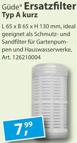 Sonderpreis Baumarkt Güde Ersatzfilter Typ A kurz Angebot