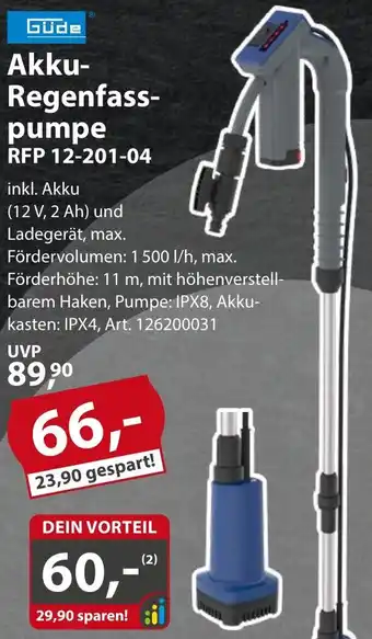 Sonderpreis Baumarkt Güde Akku Regenfasspumpe RFP 12-201-04 Angebot