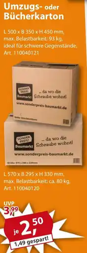 Sonderpreis Baumarkt Umzugs- oder Bücherkarton Angebot