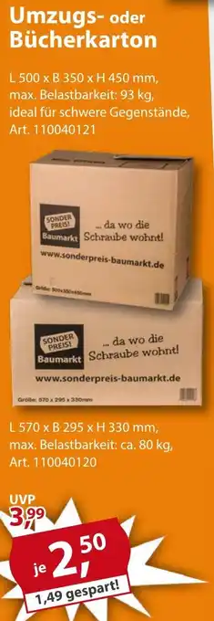 Sonderpreis Baumarkt Umzugs- oder Bücherkarton Angebot