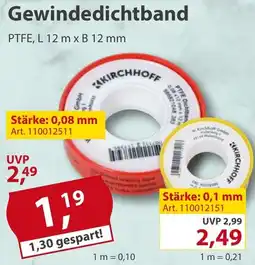 Sonderpreis Baumarkt Gewindedichtband Angebot