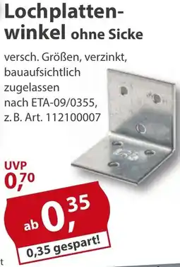 Sonderpreis Baumarkt Lochplattenwinkel ohne Sicke Angebot