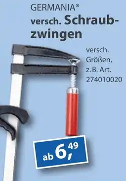 Sonderpreis Baumarkt GERMANIA versch. Schraubzwingen Angebot