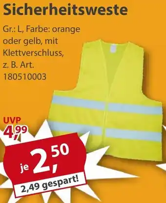 Sonderpreis Baumarkt Sicherheitsweste Angebot
