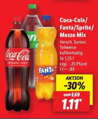 Lidl Coca-Cola/ Fanta/Sprite/ Mezzo Mix Angebot