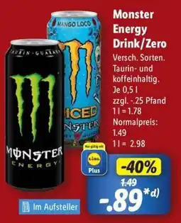 Lidl Monster Energy Drink/Zero Angebot