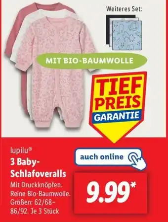 Lidl lupilu 3 Baby- Schlafoveralls Angebot