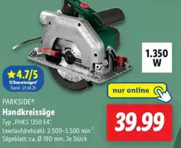 Lidl PARKSIDE Handkreissäge Angebot