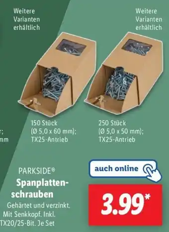 Lidl PARKSIDE Spanplatten- schrauben Angebot