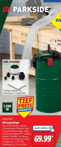 Lidl PARKSIDE Absauganlage Angebot