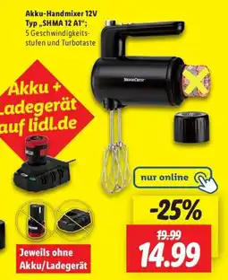 Lidl LIVARNO home Akku/Ladegerät Home Akku-Handmixer 12V Typ „SHMA 12 A1" Angebot