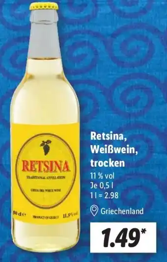 Lidl Retsina, Weißwein, trocken Angebot