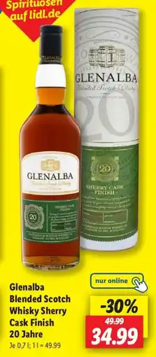 Lidl Glenalba Blended Scotch Whisky Sherry Cask Finish 20 Jahre ` Angebot