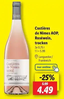 Lidl Costières de Nîmes AOP, Roséwein, trocken Angebot