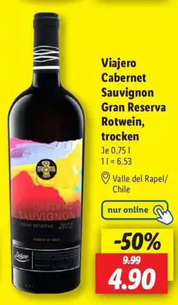 Lidl Viajero Cabernet Sauvignon Gran Reserva Rotwein, trocken Angebot