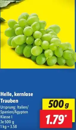 Lidl Helle, kernlose Trauben Angebot