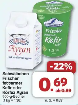 Famila Nord West Schwälbchen Frischer fettarmer Kefir oder Körfez Ayran Angebot
