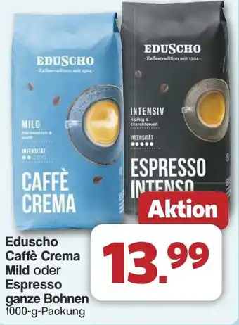 Famila Nord West Eduscho Caffè Crema Mild oder Espresso ganze Bohnen Angebot