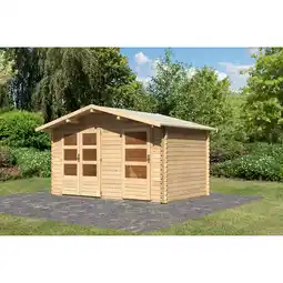 toom Baumarkt Karibu Blockbohlenhaus 'Vogor' naturbelassen 406 x 247 x 312 cm Angebot