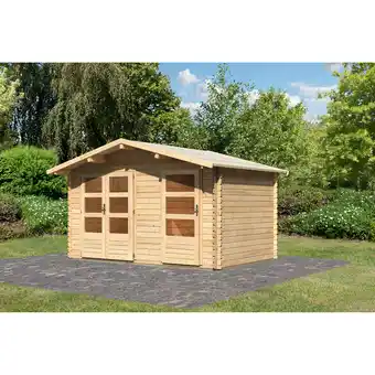 toom Baumarkt Karibu Blockbohlenhaus 'Vogor' naturbelassen 406 x 247 x 312 cm Angebot