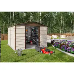 toom Baumarkt Yardmaster Metallgerätehaus 'Brandenburg 1012TBSL' taupe 303 x 376 x 224 cm Angebot