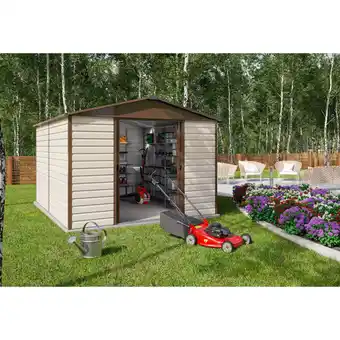 toom Baumarkt Yardmaster Metallgerätehaus 'Brandenburg 1012TBSL' taupe 303 x 376 x 224 cm Angebot