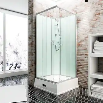 toom Baumarkt Schulte Eckdusche mit Schiebetür 'Korfu' light-green, 110 x 215 x 94 cm, inkl. Boiler und Pumpe Angebot