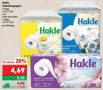 L. STROETMANN GROSSMARKT Hakle Toilettenpapier 3-lagig 24 x 150 Blatt oder Sanft und Sicher 4-lagig 20 x 130 Blatt per Packung Angebot