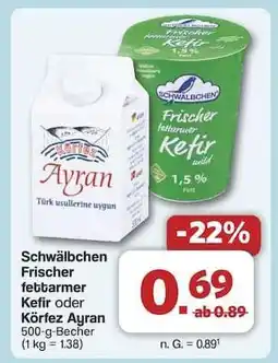 Famila Nord Ost Schwälbchen Frischer fettarmer Kefir oder Körfez Ayran Angebot