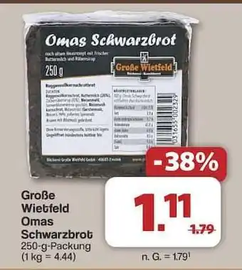 Famila Nord Ost Große Wiefeld Omas Schwarzbrot Angebot