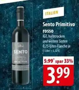 Famila Nord Ost Sento Primitivo rosso Angebot
