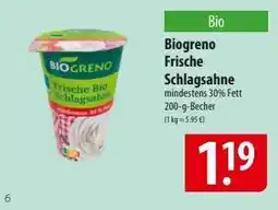 Famila Nord Ost Biogreno Frische Schlagsahne Angebot