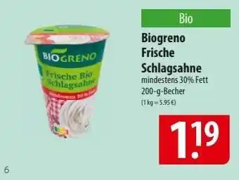 Famila Nord Ost Biogreno Frische Schlagsahne Angebot