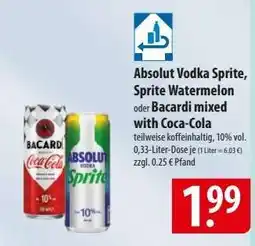 Famila Nord Ost Absolut Vodka Sprite, Sprite Watermelon oder Bacardi mixed with Coca-Cola Angebot