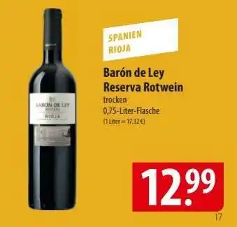 Famila Nord Ost Barón de Ley Reserva Rotwein Angebot