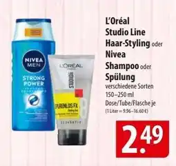 Famila Nord Ost L’Oréal Studio Line Haar-Styling oder Nivea Shampoo oder Spülung Angebot