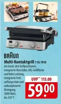 Famila Nord Ost Braun Multi-Kontaktgrill 7 CG 7010 Angebot