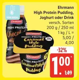 Edeka Ehrmann High Protein Pudding, Joghurt oder Drink Angebot