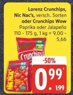 Edeka Lorenz Crunchips, Nic Nac’s Angebot