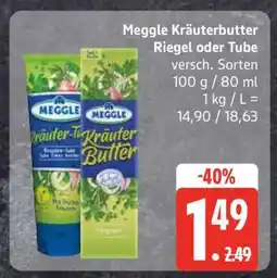 Edeka Meggle Kräuterbutter Riegel oder Tube Angebot