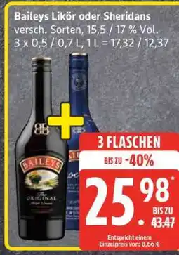 Edeka Baileys Likör oder Sheridans Angebot