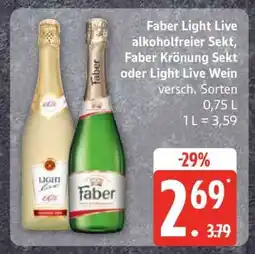 Edeka Faber Light Live alkoholfreier Sekt, Faber Krönung Sekt oder Light Live Wein Angebot