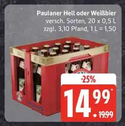 Edeka Paulaner Hell oder Weißbier Angebot