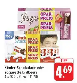 Edeka Kinder Schokolade oder Yogurette Erdbeere Angebot