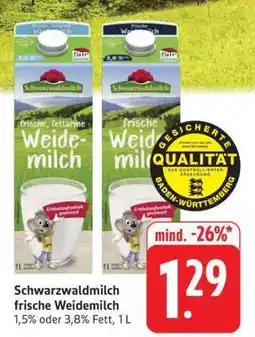 Edeka Schwarzwaldmilch frische Weidemilch Angebot