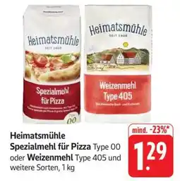 Edeka Heimatsmühle Spezialmehl für Pizza oder Weizenmehl Angebot