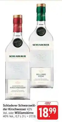 Edeka Schladerer Schwarzwälder Kirschwasser oder Williamsbirne Angebot