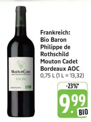Edeka Bio Baron Philippe de Rothschild Mouton Cadet Bordeaux AOC Angebot